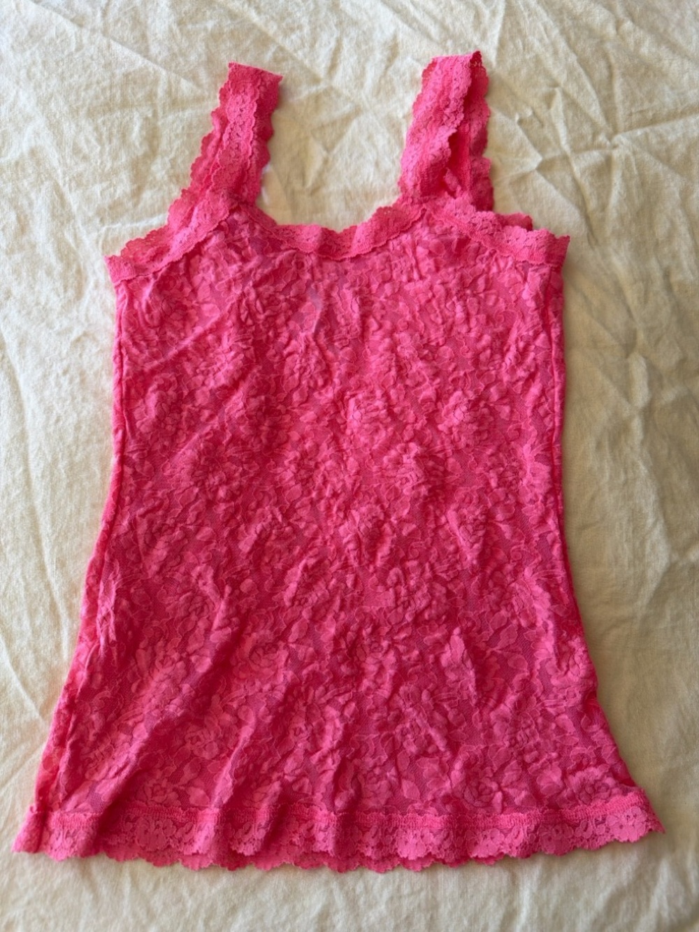 Hanky Panky Signature Lace Camisole Coral Pink Lace Tank Top Small - Picture 6 of 7